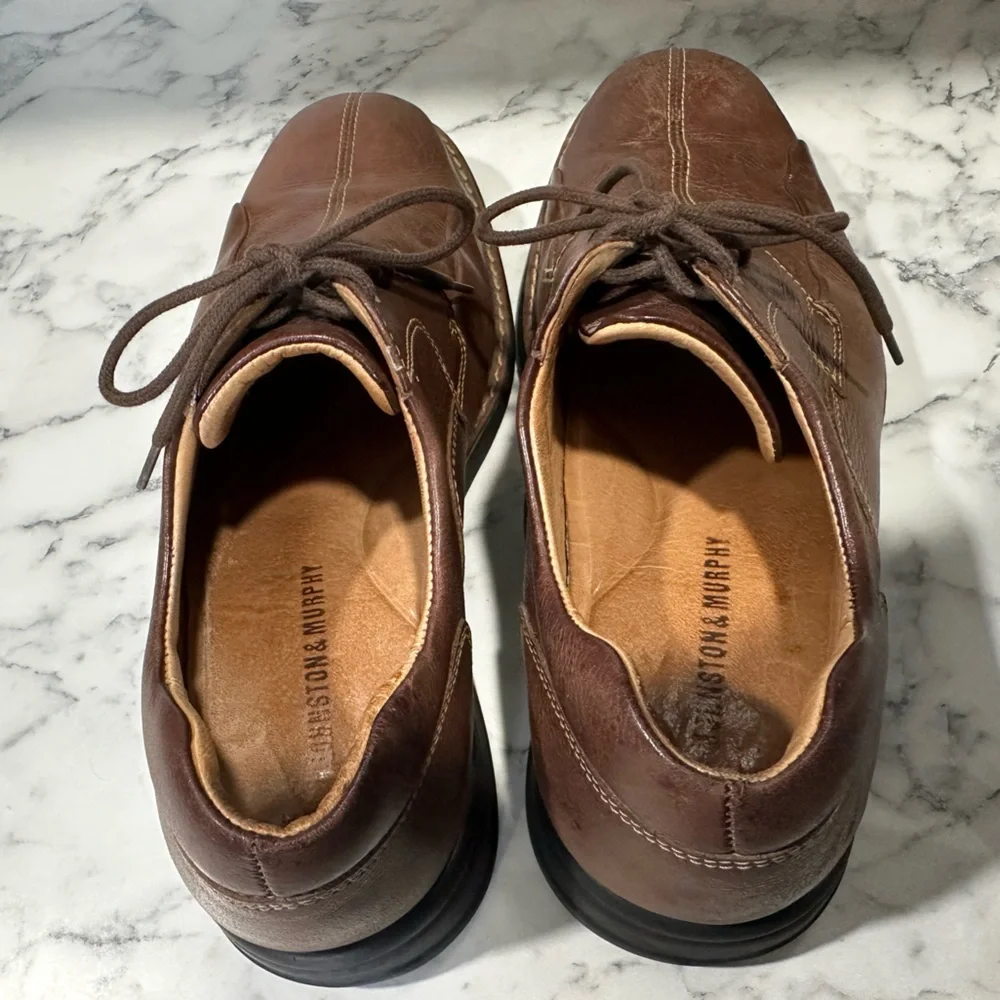 Johnston and Murphy brown leather dress shoes men’s size 9.5 sheepskin‎ lace up